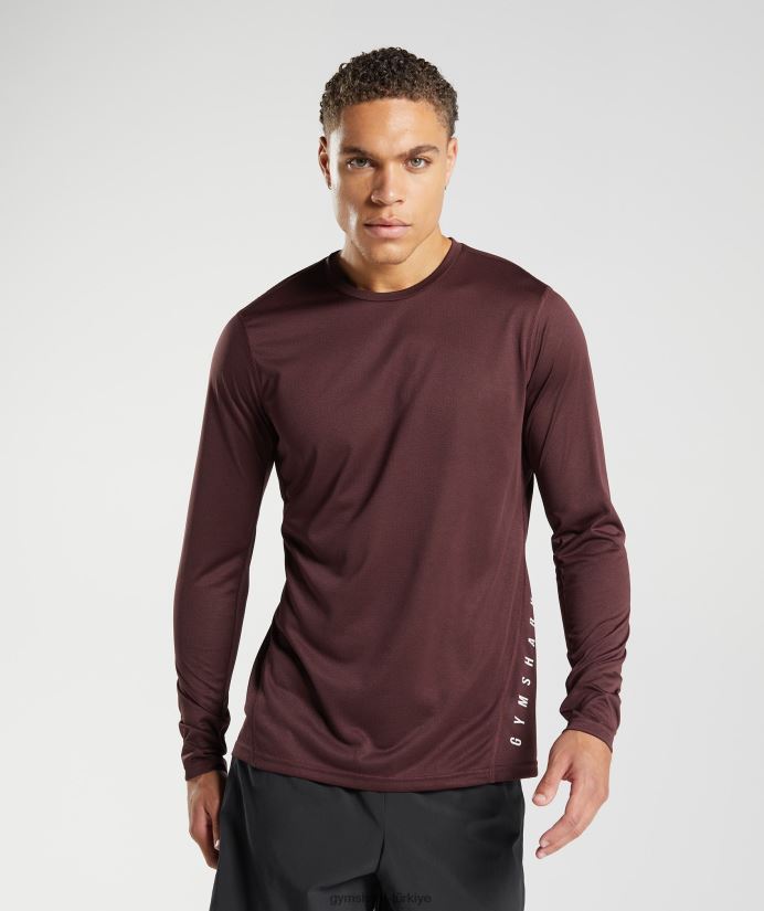 spor uzun kollu tişört erkeklerGymshark pişmiş bordo/siyah marn 02H048681