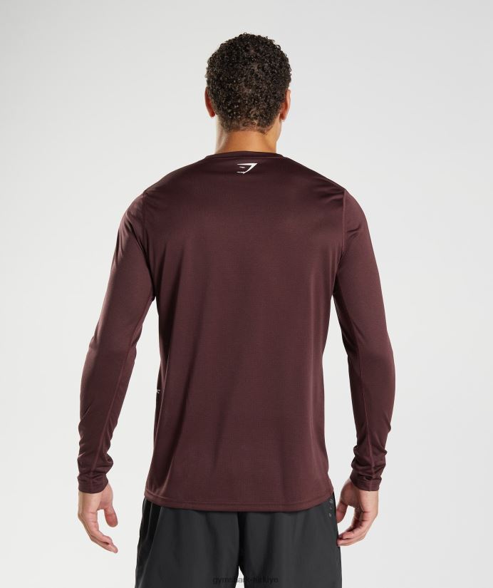 spor uzun kollu tişört erkeklerGymshark pişmiş bordo/siyah marn 02H048681