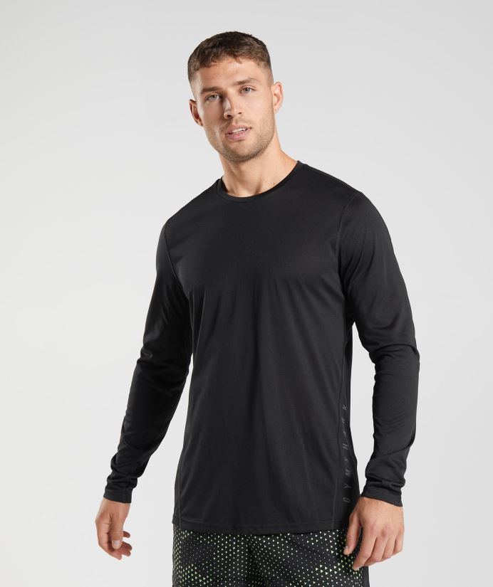 spor uzun kollu tişört erkeklerGymshark siyah/siyah kırçıllı 02H048584
