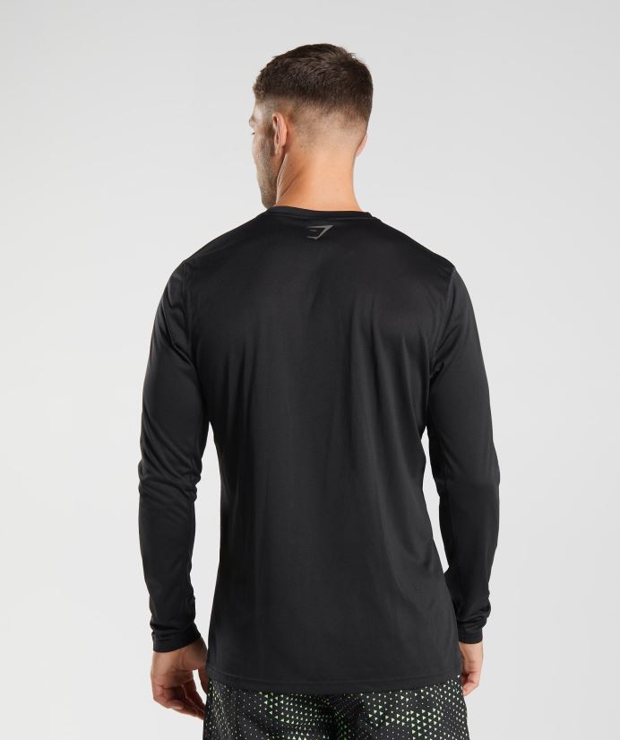 spor uzun kollu tişört erkeklerGymshark siyah/siyah kırçıllı 02H048584