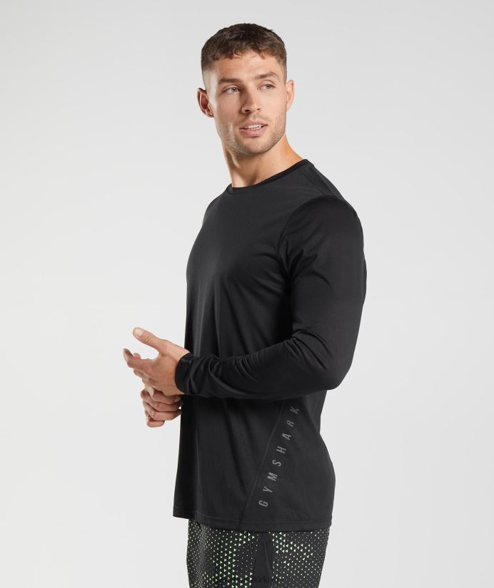 spor uzun kollu tişört erkeklerGymshark siyah/siyah kırçıllı 02H048584