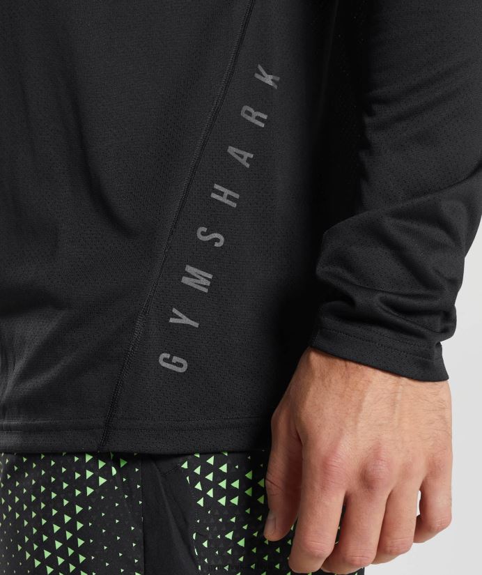 spor uzun kollu tişört erkeklerGymshark siyah/siyah kırçıllı 02H048584