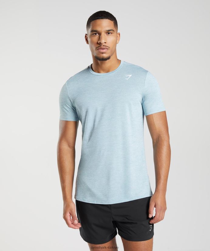 varış tişörtü erkeklerGymshark buzdağı mavisi/buz mavisi kırçıllı 02H048767
