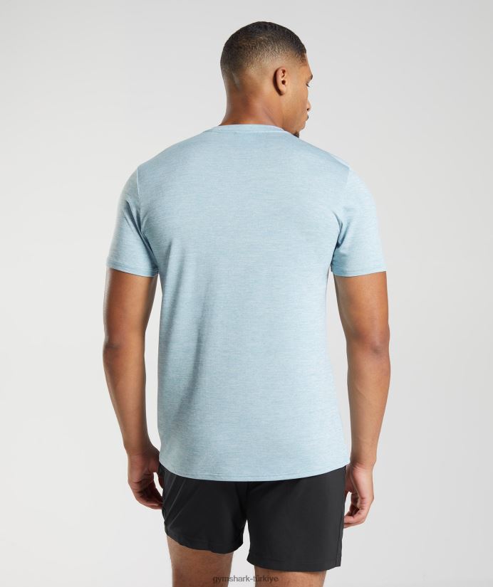 varış tişörtü erkeklerGymshark buzdağı mavisi/buz mavisi kırçıllı 02H048767