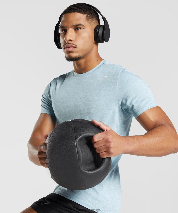 varış tişörtü erkeklerGymshark buzdağı mavisi/buz mavisi kırçıllı 02H048767