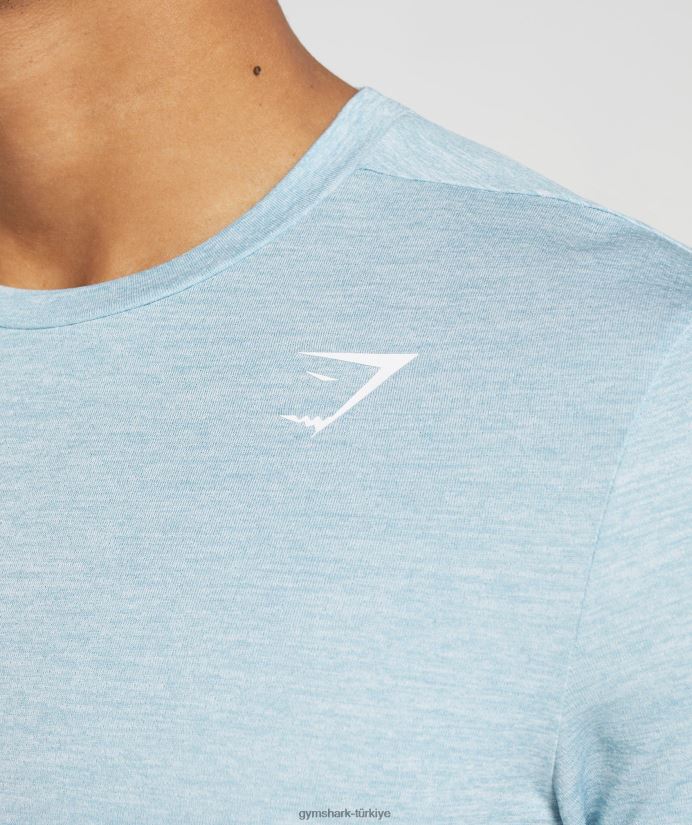varış tişörtü erkeklerGymshark buzdağı mavisi/buz mavisi kırçıllı 02H048767