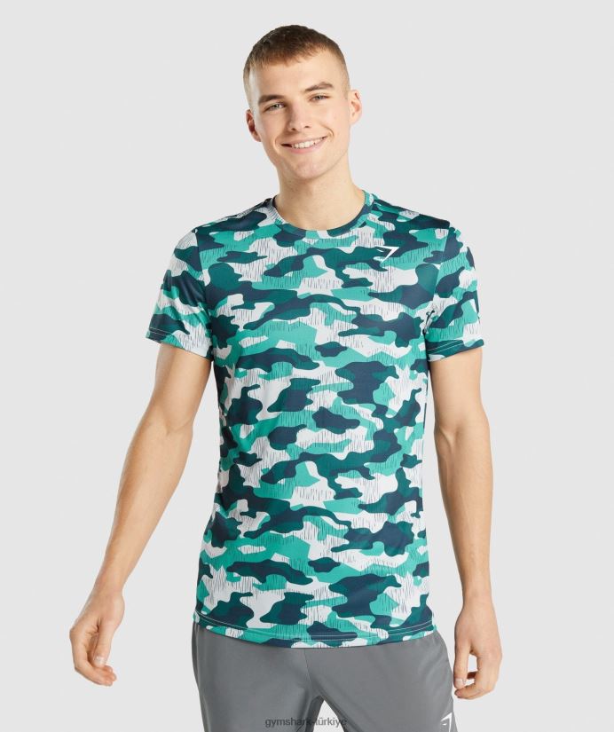 varış tişörtü erkeklerGymshark deniz mavisi baskı 02H048686