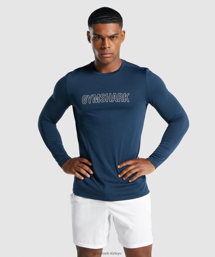 varış uzun kollu grafik tişört erkeklerGymshark Donanma 02H048669