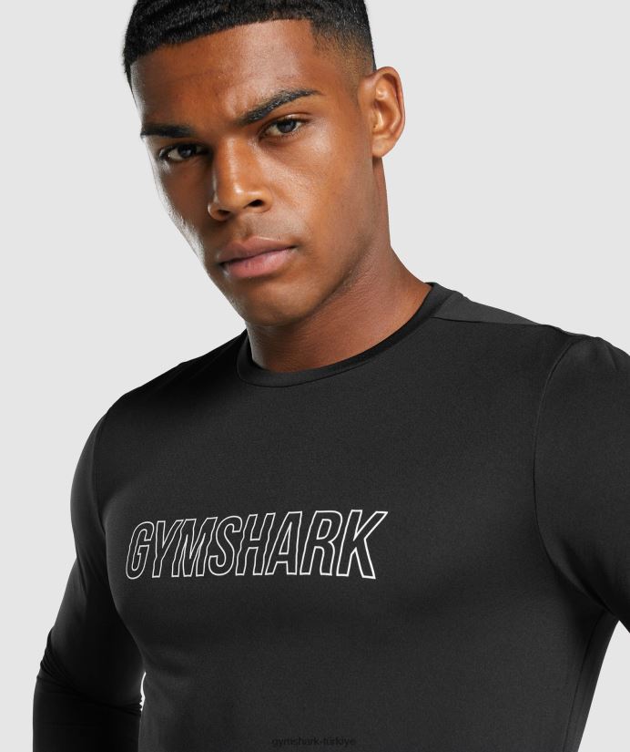 varış uzun kollu grafik tişört erkeklerGymshark siyah 02H048717