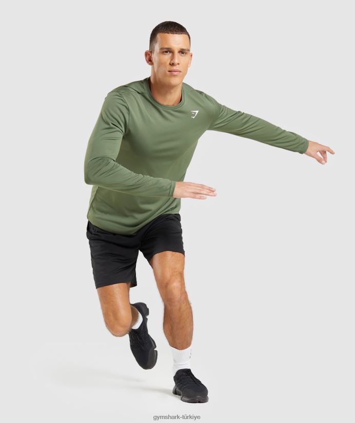 varış uzun kollu tişört erkeklerGymshark çekirdek zeytin 02H048637