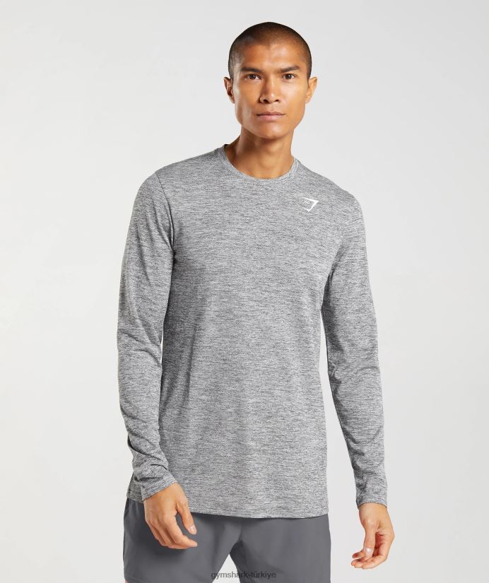 varış uzun kollu tişört erkeklerGymshark siluet grisi/açık gri kırçıllı 02H048605
