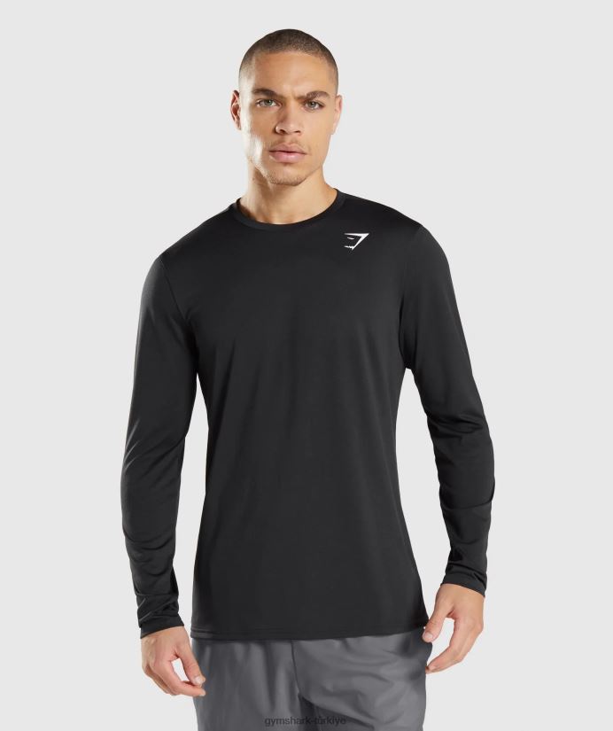 varış uzun kollu tişört erkeklerGymshark siyah 02H048619
