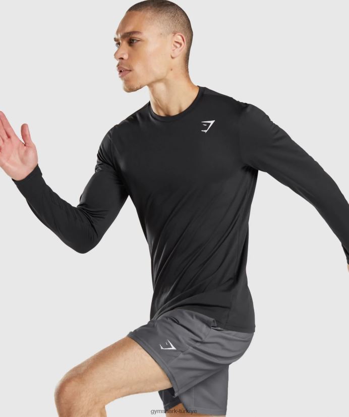 varış uzun kollu tişört erkeklerGymshark siyah 02H048619