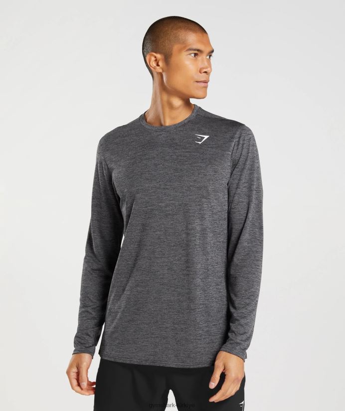 varış uzun kollu tişört erkeklerGymshark siyah/siluet grisi kırçıllı 02H048601