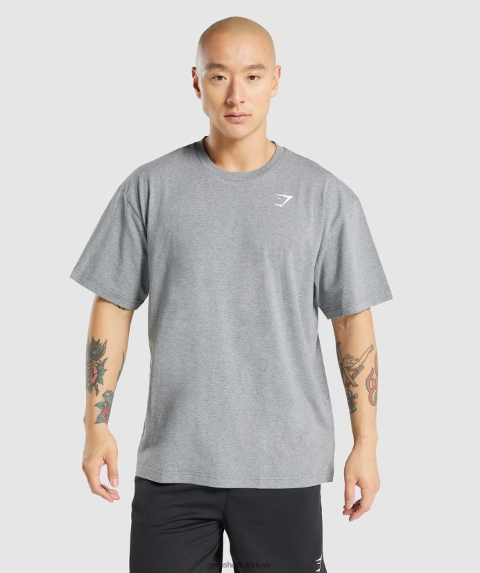 vazgeçilmez büyük beden tişört erkeklerGymshark kömür grisi marn 02H048620