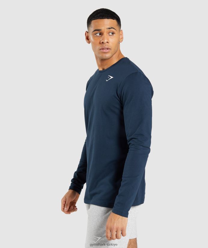vazgeçilmez uzun kollu tişört erkeklerGymshark Donanma 02H048702