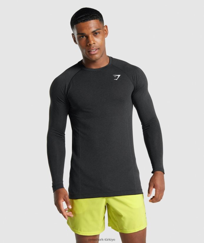 vital light dikişsiz uzun kollu tişört erkeklerGymshark siyah kırçıllı 02H048746