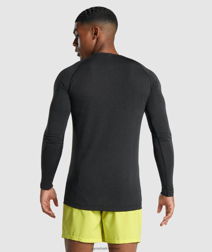 vital light dikişsiz uzun kollu tişört erkeklerGymshark siyah kırçıllı 02H048746