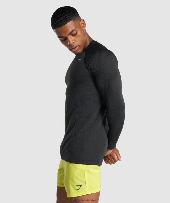 vital light dikişsiz uzun kollu tişört erkeklerGymshark siyah kırçıllı 02H048746