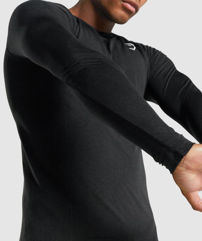vital light dikişsiz uzun kollu tişört erkeklerGymshark siyah kırçıllı 02H048746