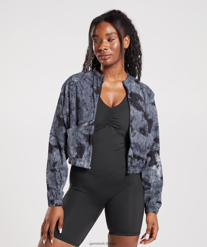 dokuma ceketi yükseltmek kadınlarGymshark madeni para gri sprey boya 02H048366