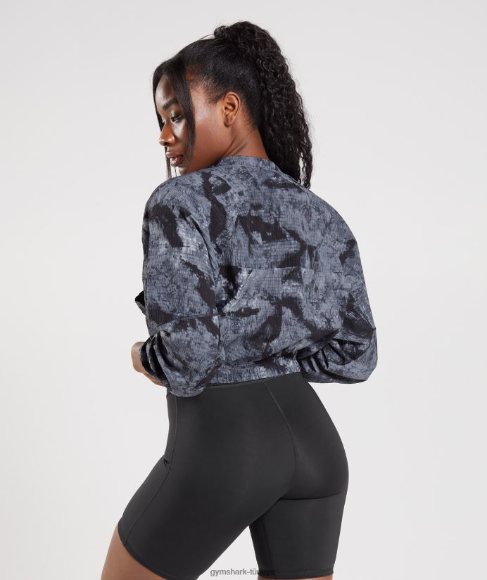 dokuma ceketi yükseltmek kadınlarGymshark madeni para gri sprey boya 02H048366