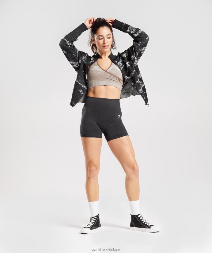kamuflaj dikişsiz eşofman ceketini uyarlayın kadınlarGymshark siyah/açık gri 02H048383