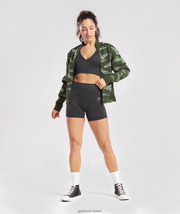 kamuflaj dikişsiz eşofman ceketini uyarlayın kadınlarGymshark yosun zeytini/aloe yeşili 02H048371