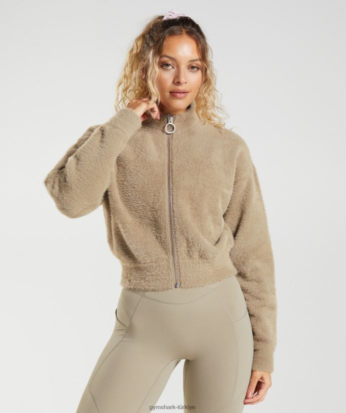 whitney kirpik örgü ceket kadınlarGymshark çimento kahverengi 02H048400