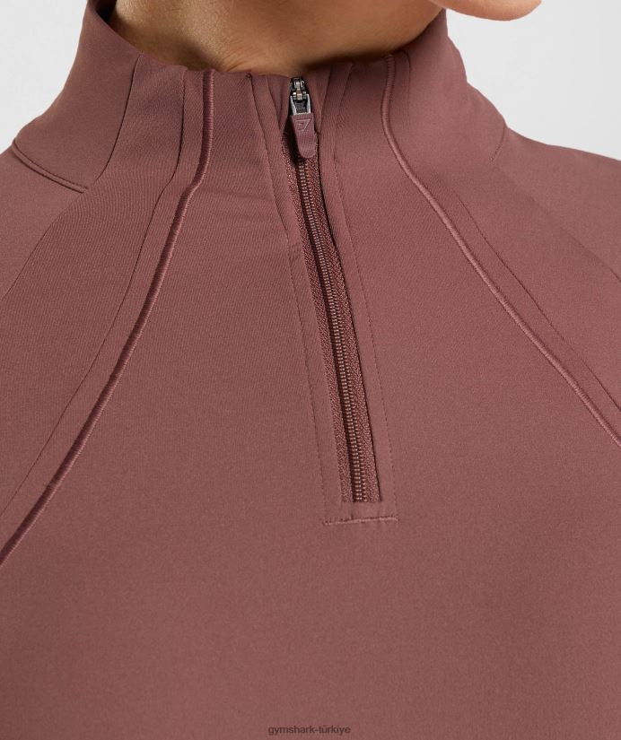 1/4 zip çalıştırıyorum kadınlarGymshark macenta kahverengi 02H048359