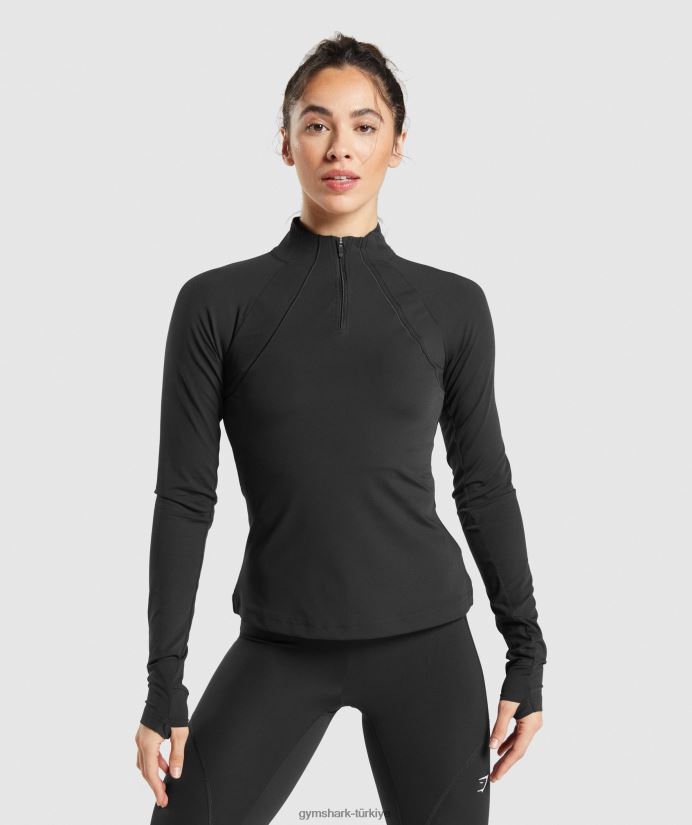 1/4 zip çalıştırıyorum kadınlarGymshark siyah 02H048349