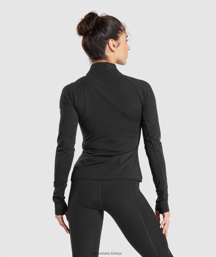 1/4 zip çalıştırıyorum kadınlarGymshark siyah 02H048349