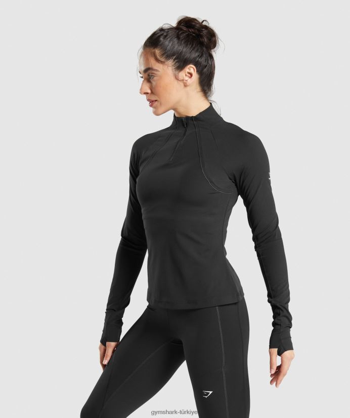 1/4 zip çalıştırıyorum kadınlarGymshark siyah 02H048349