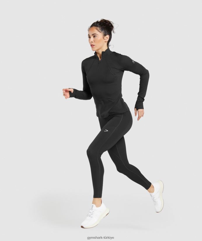 1/4 zip çalıştırıyorum kadınlarGymshark siyah 02H048349