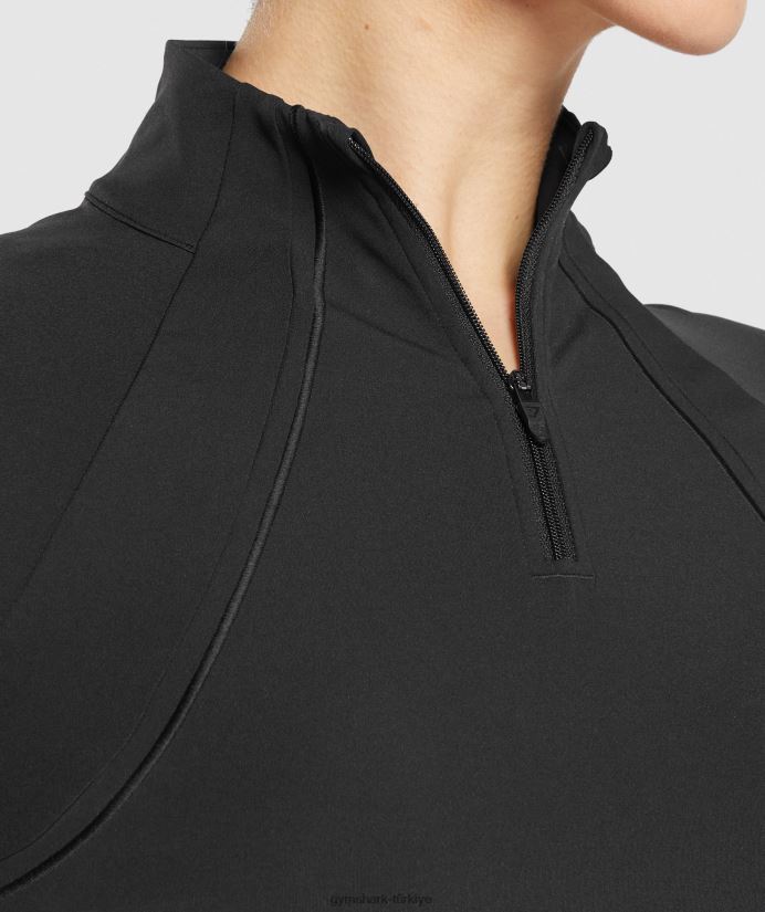 1/4 zip çalıştırıyorum kadınlarGymshark siyah 02H048349