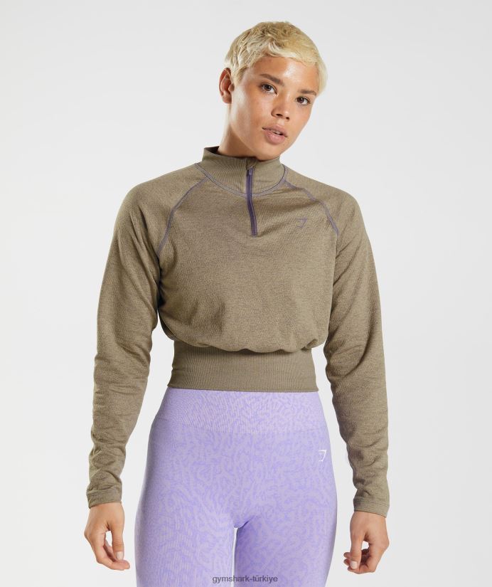315 uzun kollu ısınma üst kadınlarGymshark çimento kahverengisi/cıva moru kırçıllı 02H048403