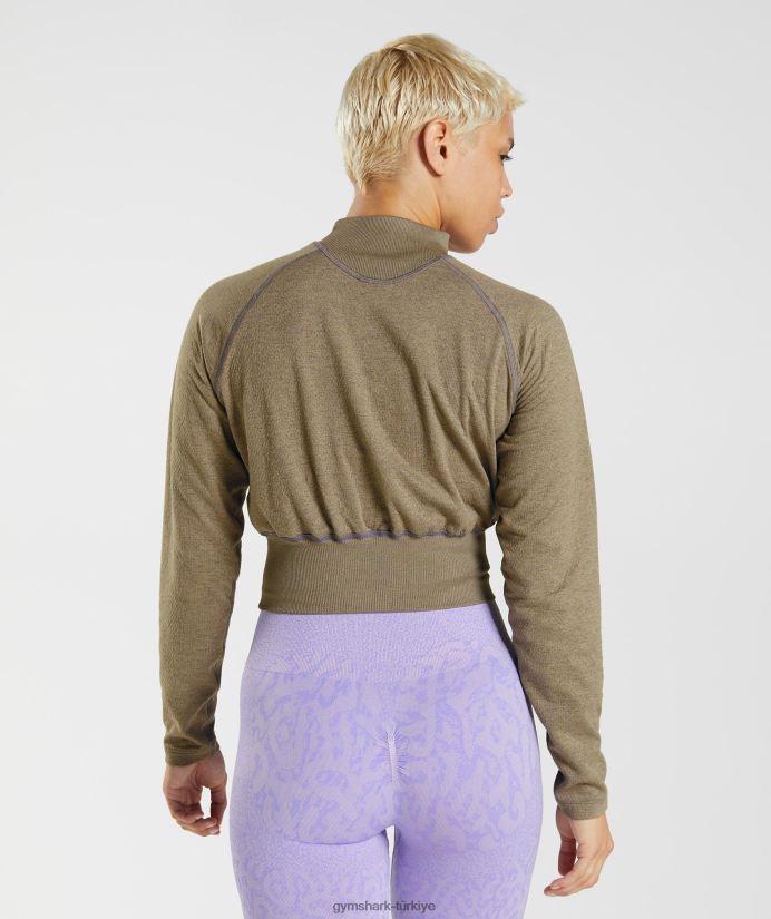 315 uzun kollu ısınma üst kadınlarGymshark çimento kahverengisi/cıva moru kırçıllı 02H048403