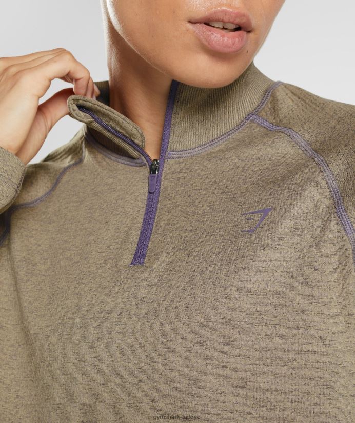 315 uzun kollu ısınma üst kadınlarGymshark çimento kahverengisi/cıva moru kırçıllı 02H048403