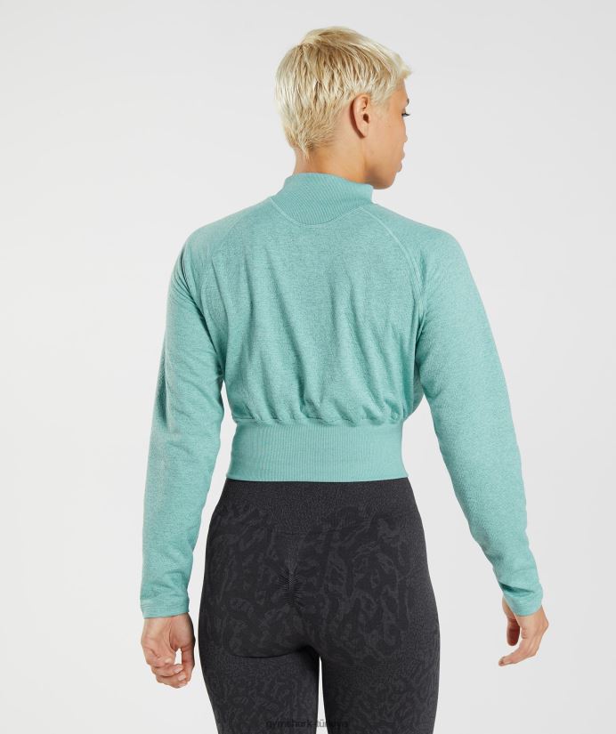 315 uzun kollu ısınma üst kadınlarGymshark inci mavisi/kış deniz mavisi kırçıllı 02H048394