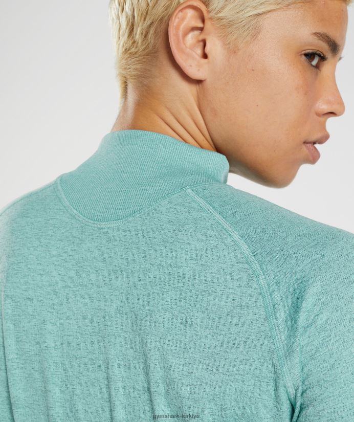 315 uzun kollu ısınma üst kadınlarGymshark inci mavisi/kış deniz mavisi kırçıllı 02H048394