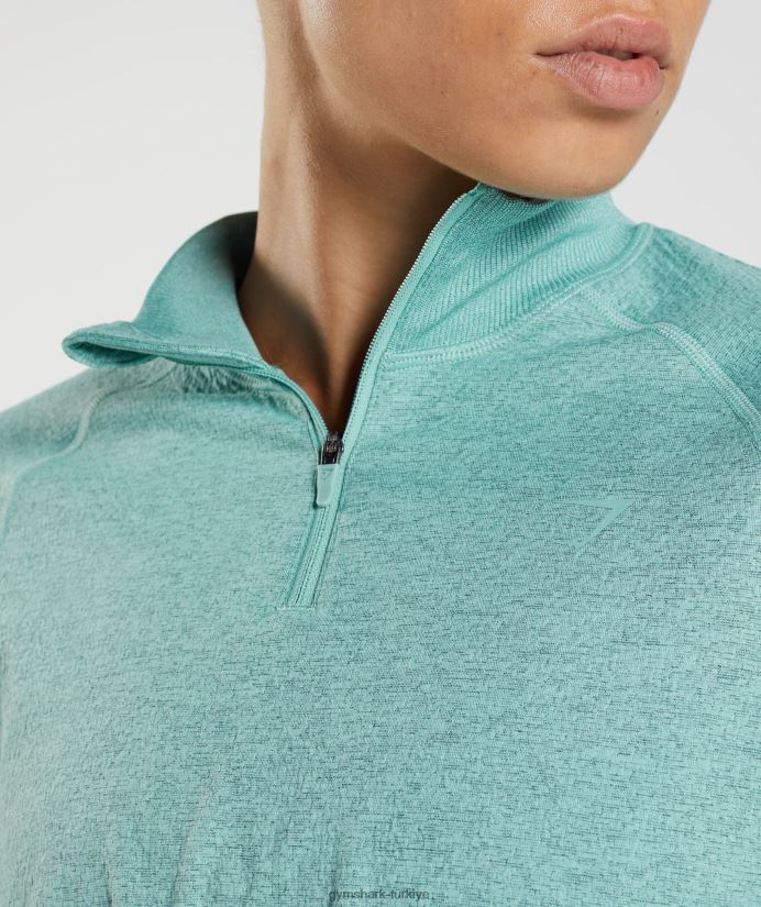 315 uzun kollu ısınma üst kadınlarGymshark inci mavisi/kış deniz mavisi kırçıllı 02H048394