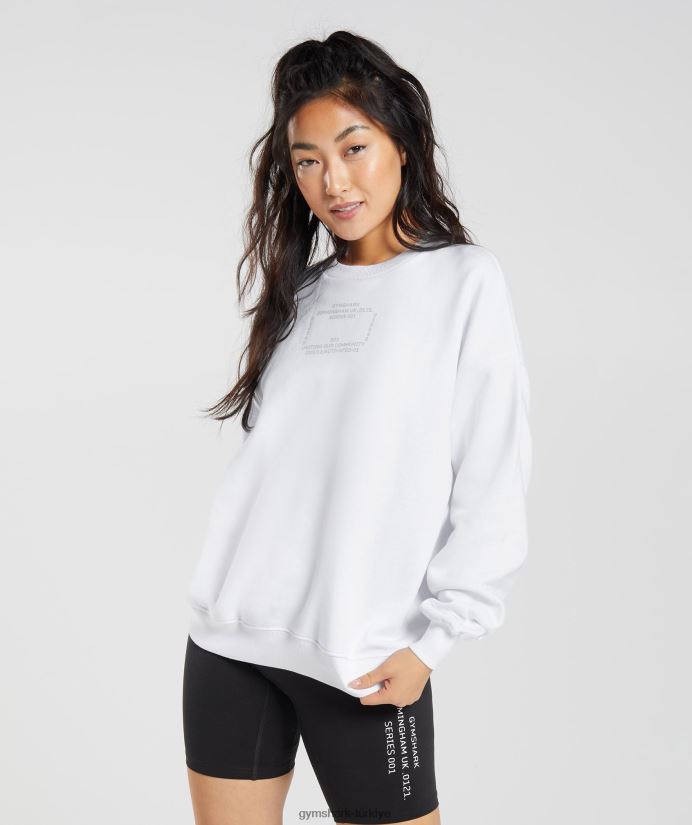 aktif grafikli sweatshirt kadınlarGymshark beyaz 02H048407