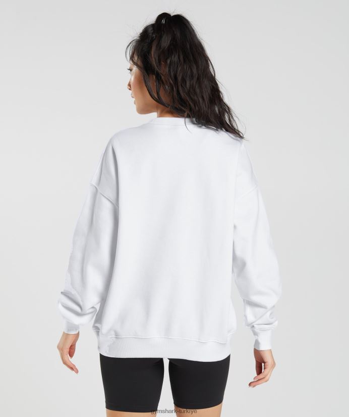 aktif grafikli sweatshirt kadınlarGymshark beyaz 02H048407