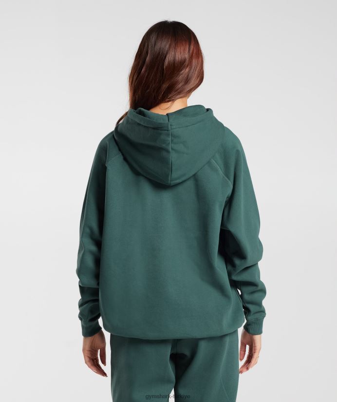 antrenman büyük boy polar kapüşonlu üst kadınlarGymshark sis yeşili 02H048346