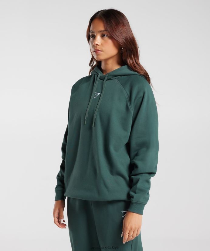 antrenman büyük boy polar kapüşonlu üst kadınlarGymshark sis yeşili 02H048346