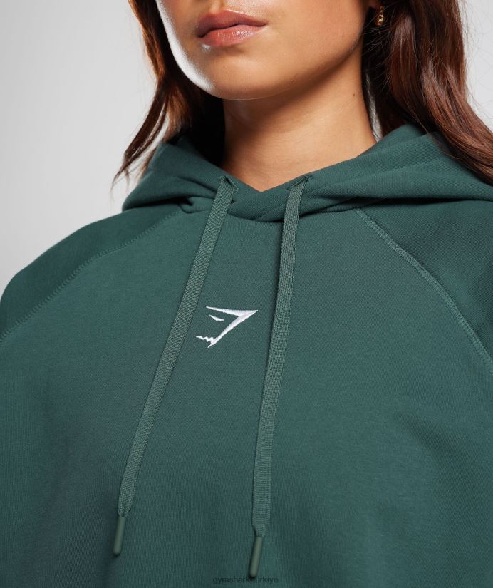 antrenman büyük boy polar kapüşonlu üst kadınlarGymshark sis yeşili 02H048346