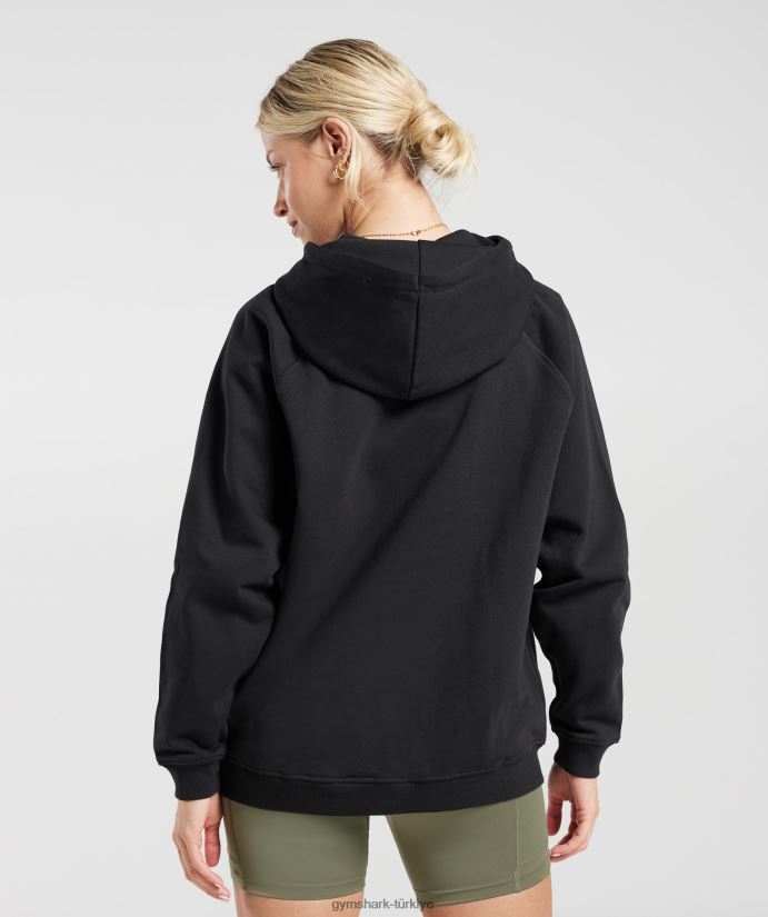 antrenman büyük boy polar kapüşonlu üst kadınlarGymshark siyah 02H048352