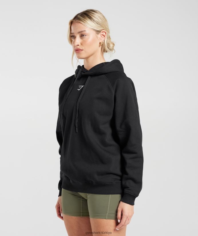 antrenman büyük boy polar kapüşonlu üst kadınlarGymshark siyah 02H048352