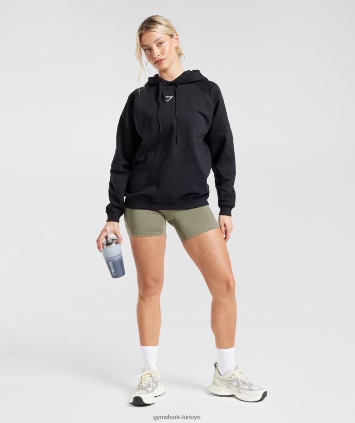 antrenman büyük boy polar kapüşonlu üst kadınlarGymshark siyah 02H048352