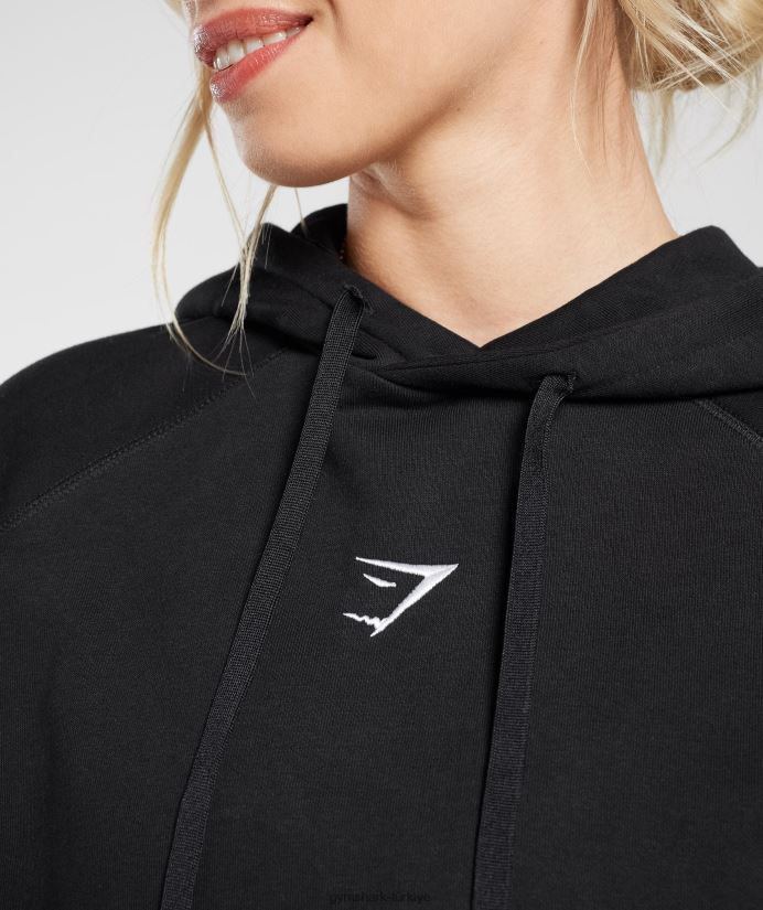 antrenman büyük boy polar kapüşonlu üst kadınlarGymshark siyah 02H048352